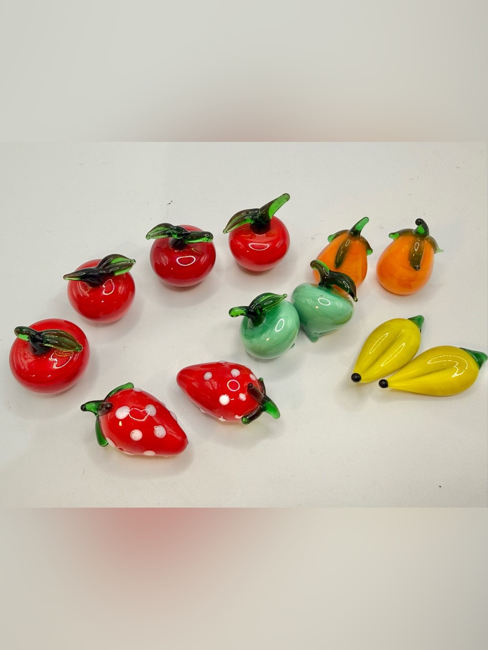 Vintage Hand-Blown Glass Miniature Fruit & Vegetables Murano Style SET Of 12